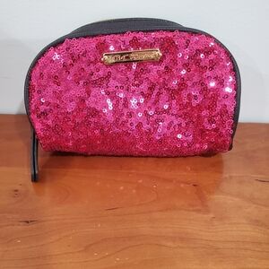 Betsey Johnson Fuchsia Sequin Cosmetic Bag